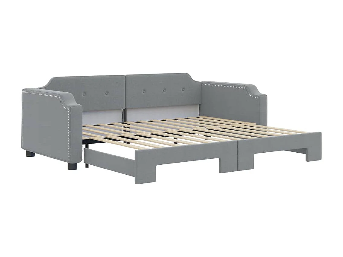 Lit de jour avec gigogne sans matelas gris clair 80x200 cm