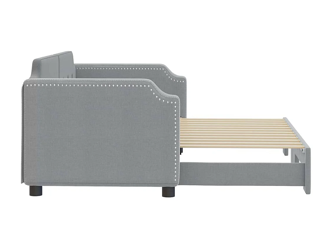 Lit de jour avec gigogne sans matelas gris clair 80x200 cm