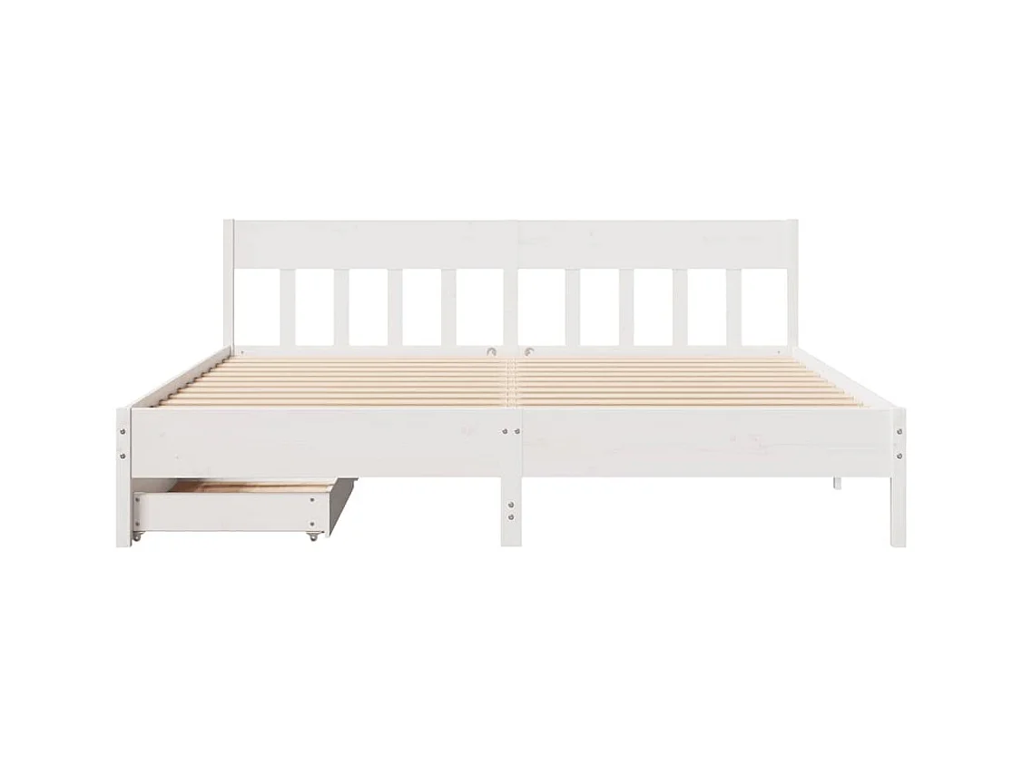 Bedframe zonder matras wit 200x200 cm massief grenenhout