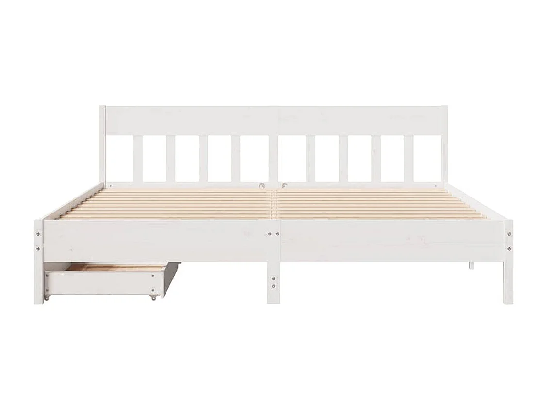 Struttura letto senza materasso bianco 200x200 cm in legno massello di pino