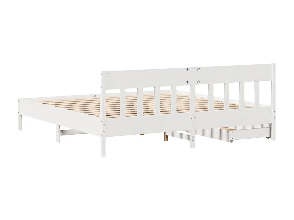 Struttura letto senza materasso bianco 200x200 cm in legno massello di pino