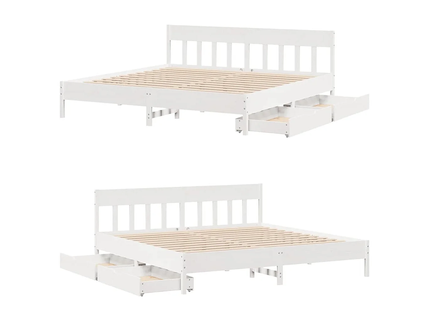 Struttura letto senza materasso bianco 200x200 cm in legno massello di pino