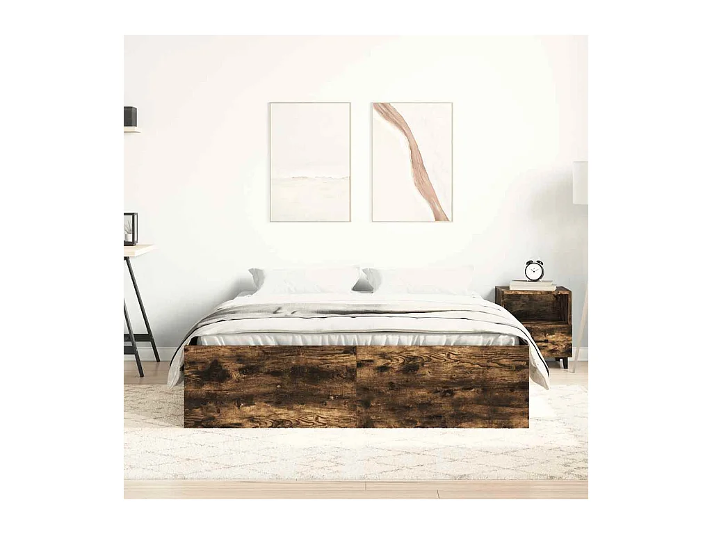 Struttura letto senza materasso rovere affumicato 140x190 cm