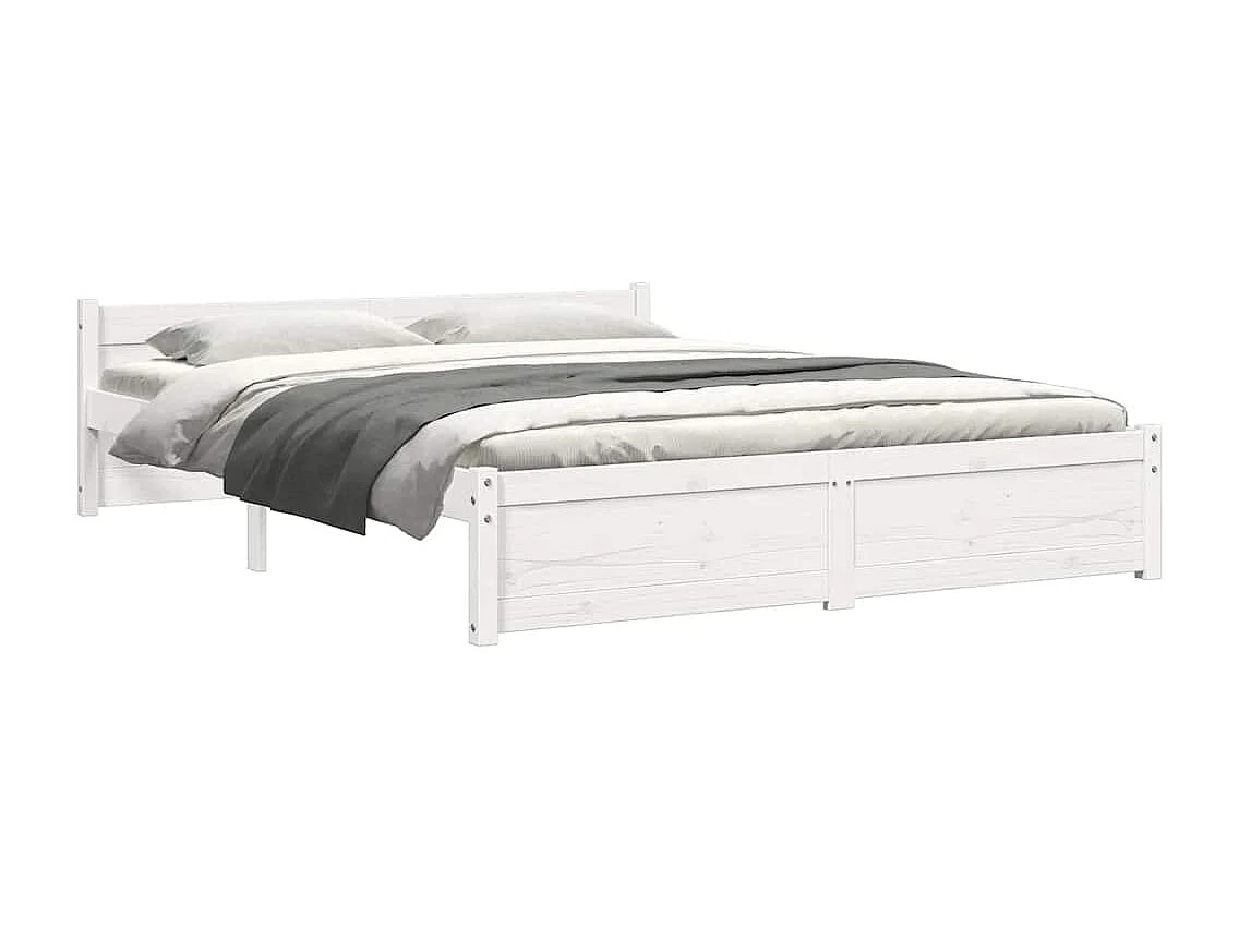 Cadre de lit sans matelas blanc bois massif 140x200 cm