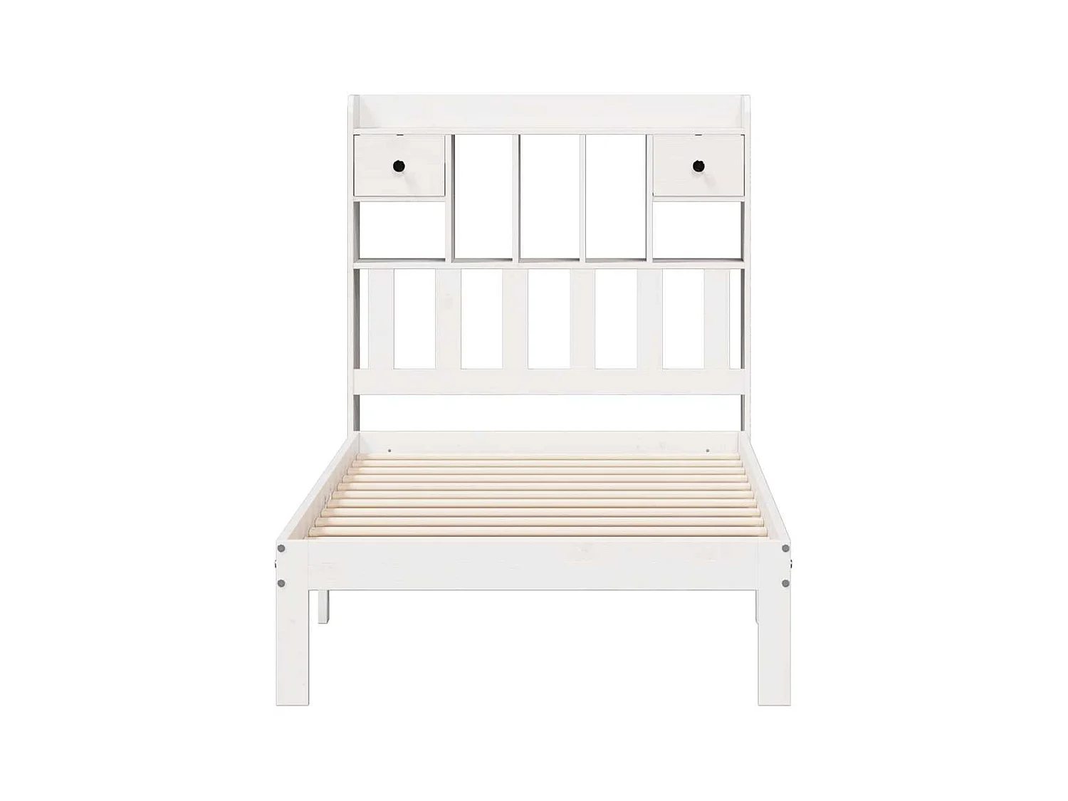 Lit bibliothèque sans matelas blanc 75x190cm bois de pin massif