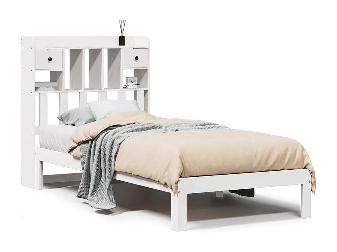 Wit boekenkastbed zonder matras 75x190cm massief grenenhout