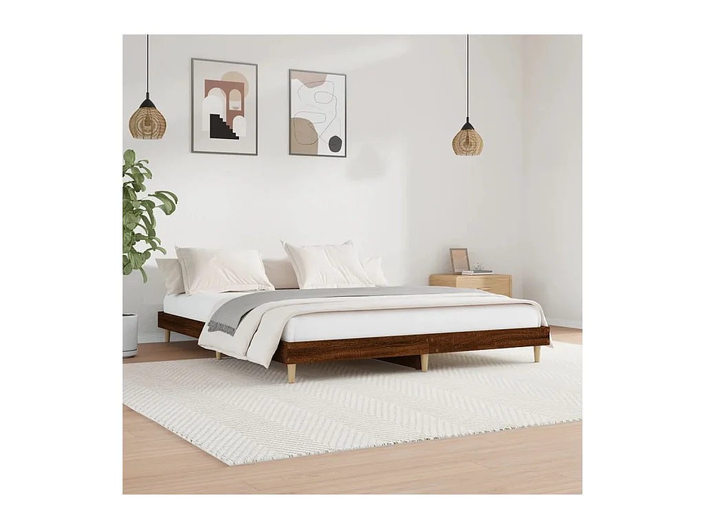 Bedframe zonder matras bruin eiken 200x200 cm