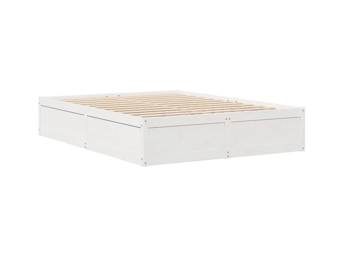 Estructura de cama sin colchón blanca 160x200 cm madera maciza de pino