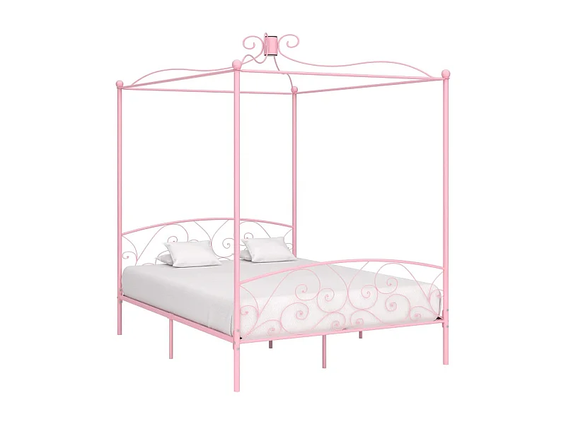 Hemelbedframe zonder matras roze metaal 160x200 cm