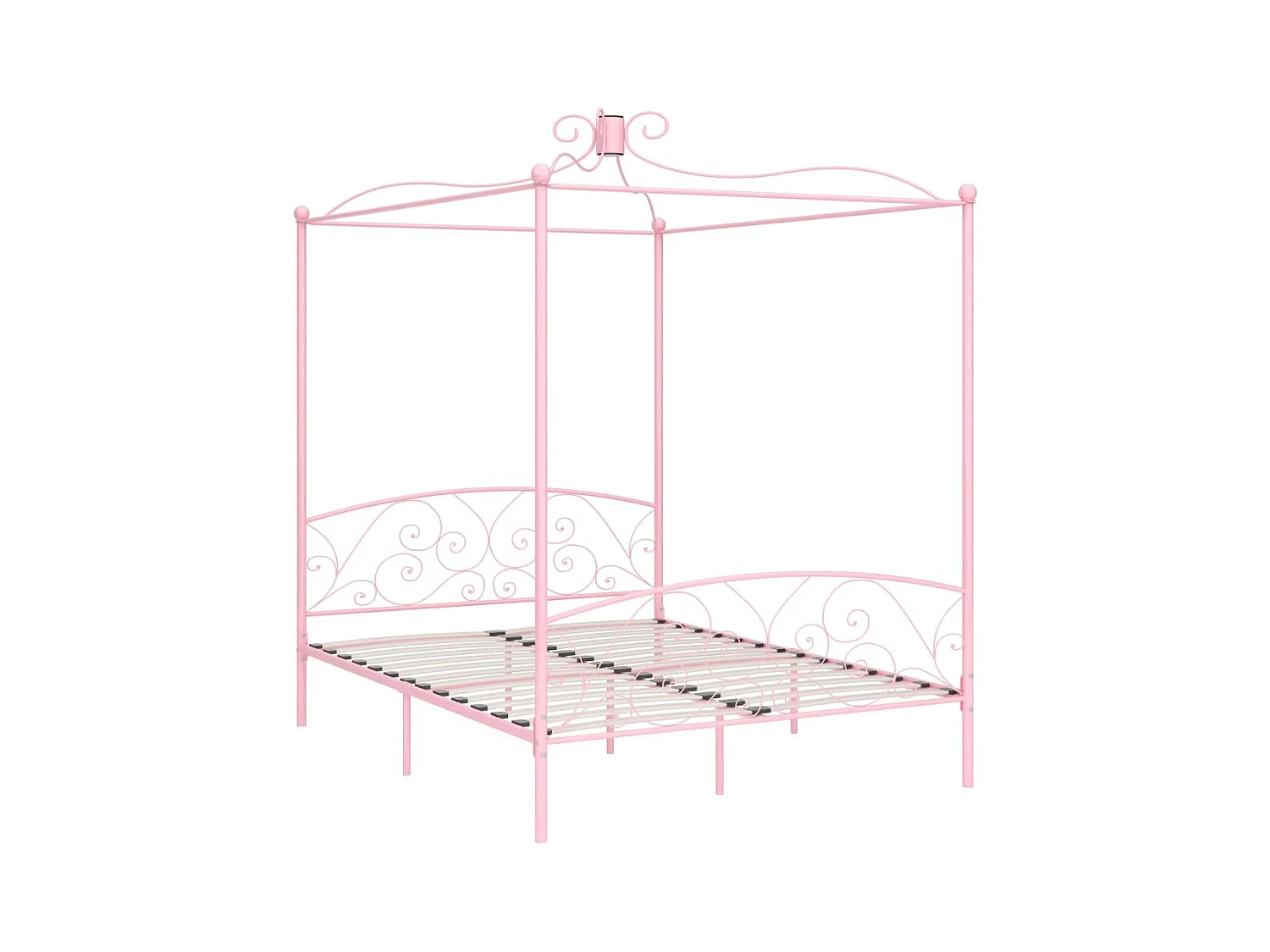 Struttura letto a baldacchino senza materasso in metallo rosa 160x200 cm