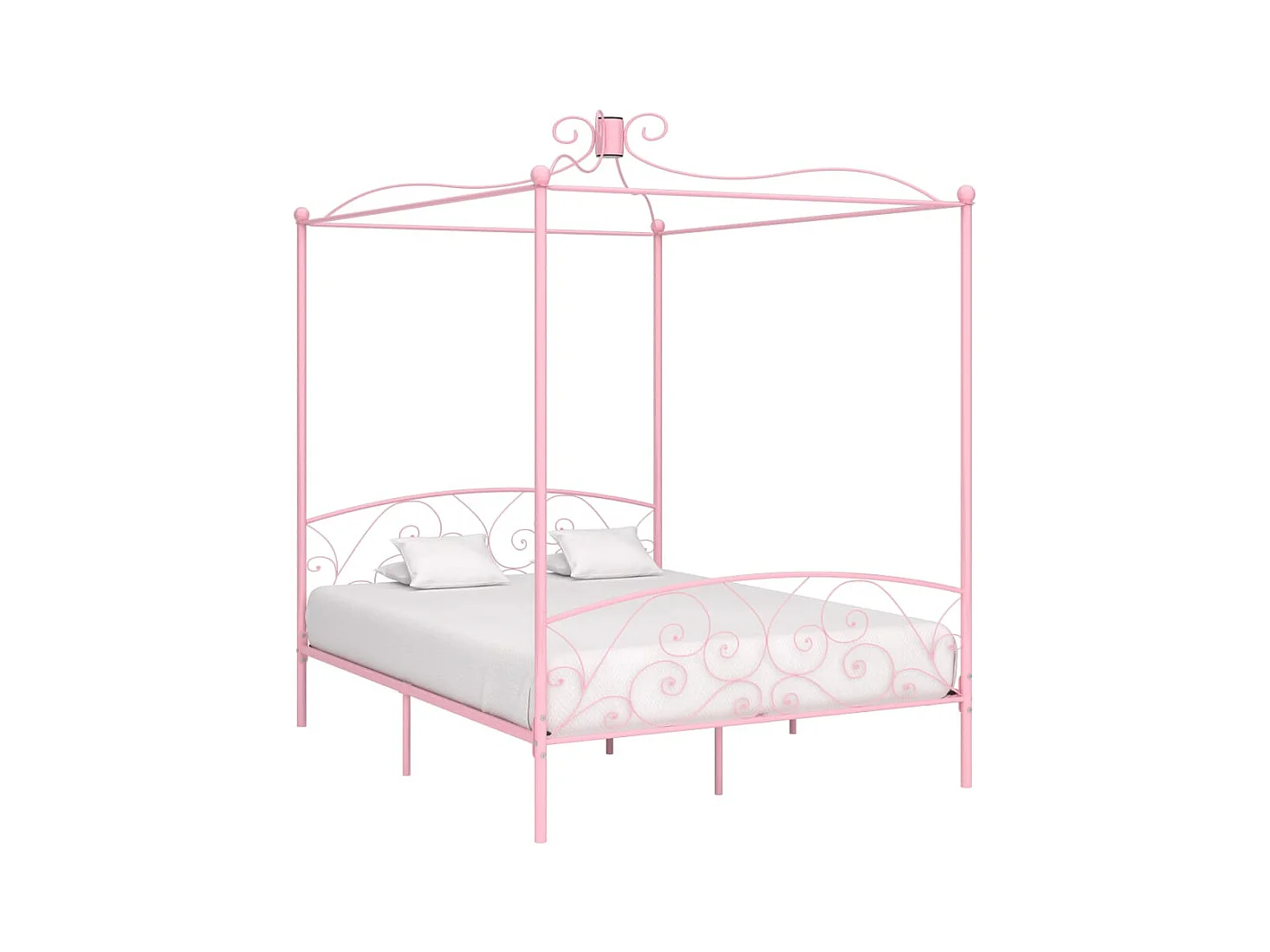 Cadre de lit à baldaquin sans matelas rose métal 160x200 cm