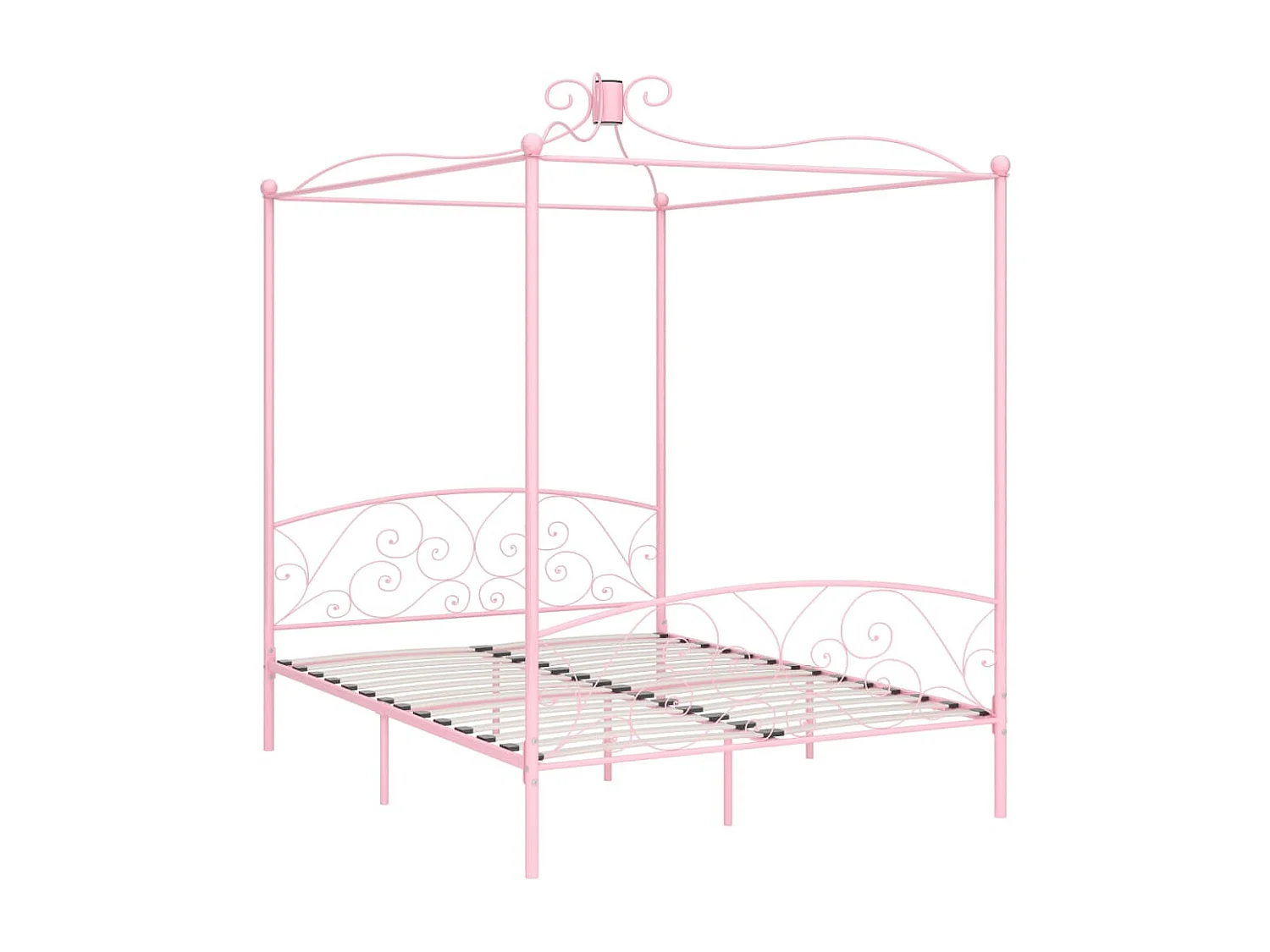 Cadre de lit à baldaquin sans matelas rose métal 160x200 cm