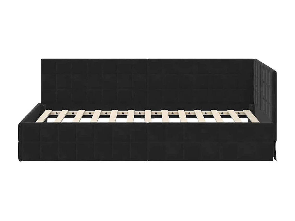 Struttura letto angolare con testiera Nero 90 x 200 cm Velluto