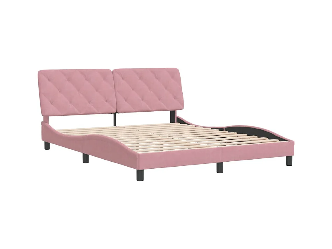 Estructura de cama sin colchón terciopelo rosa 160x200 cm