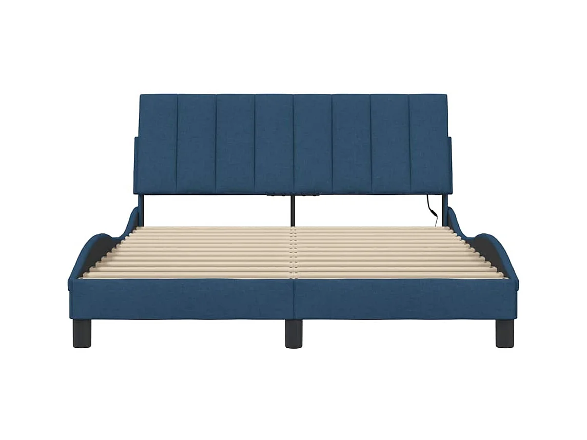 Struttura letto senza materasso tessuto blu 140x190 cm