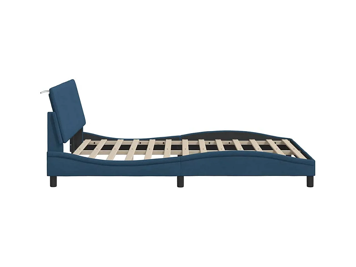 Struttura letto senza materasso tessuto blu 140x190 cm