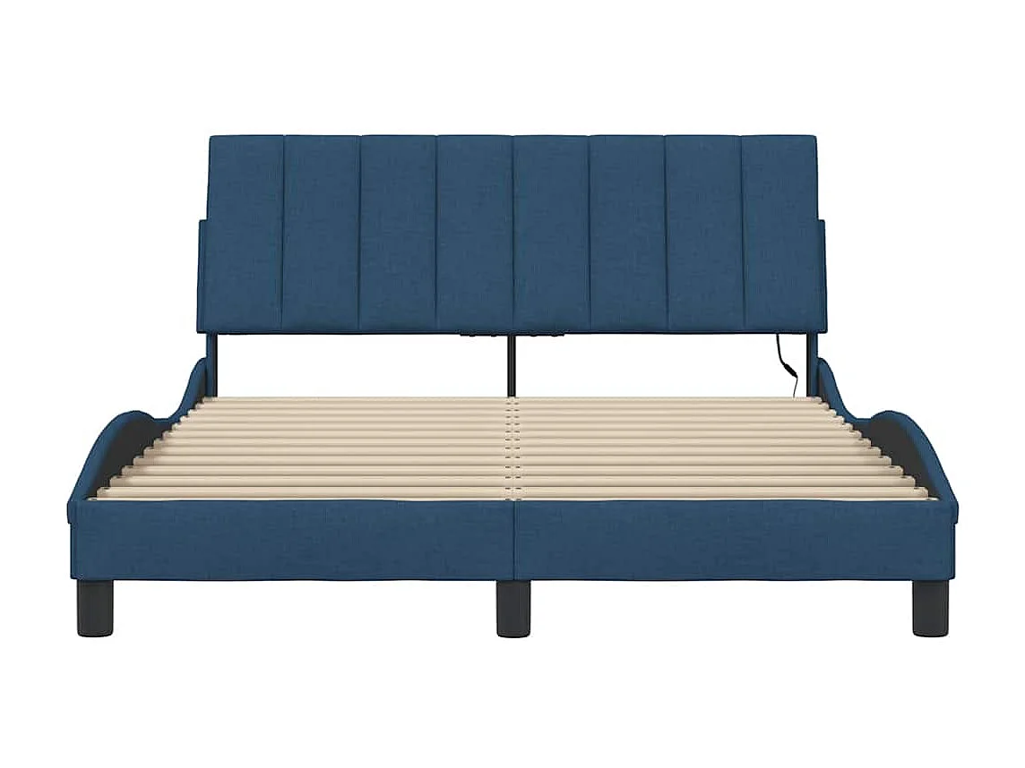 Cadre de lit sans matelas bleu 140x190 cm tissu
