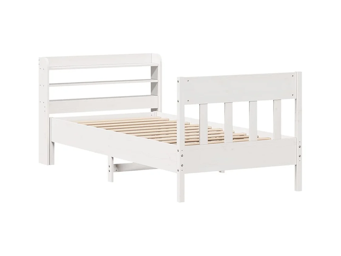 Estructura de cama sin colchón blanca 90x190 cm madera maciza de pino