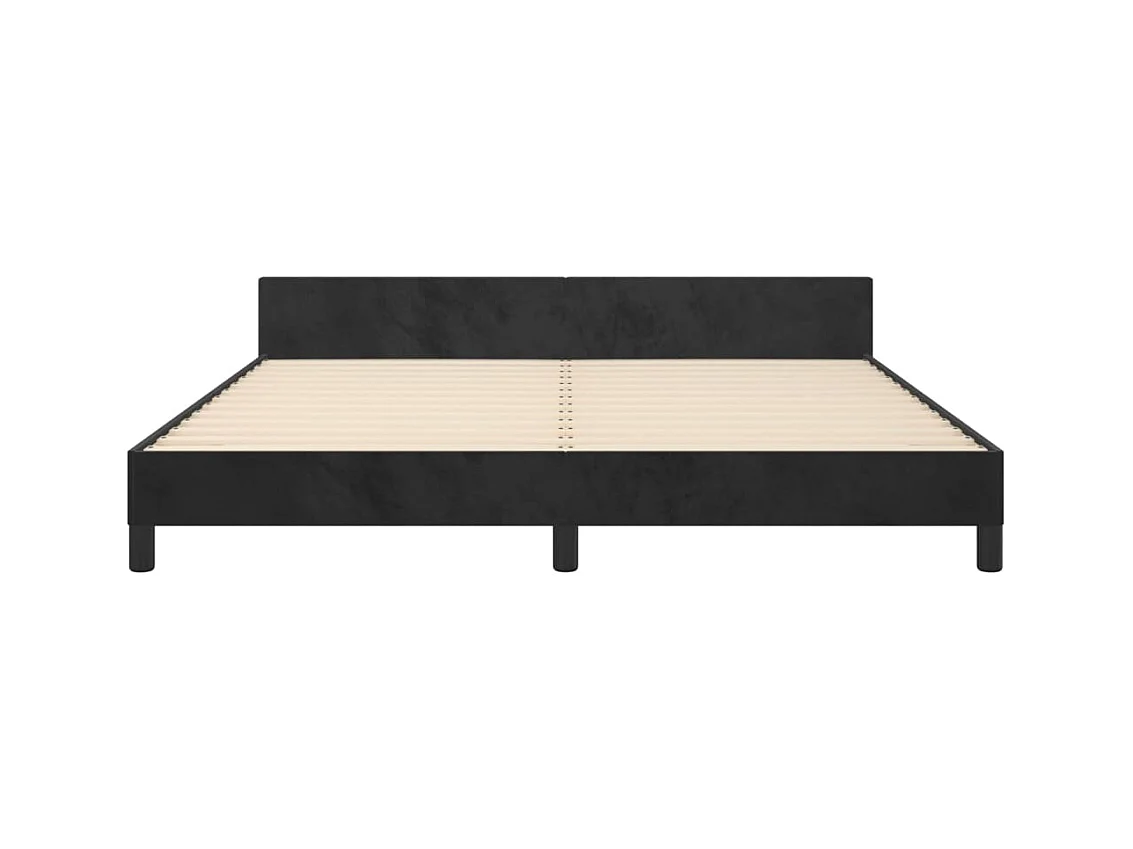 Struttura letto in velluto nero senza materasso