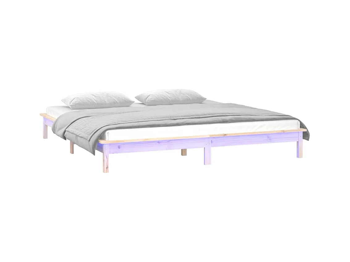 Estructura de cama LED sin colchón 140x190 cm madera maciza