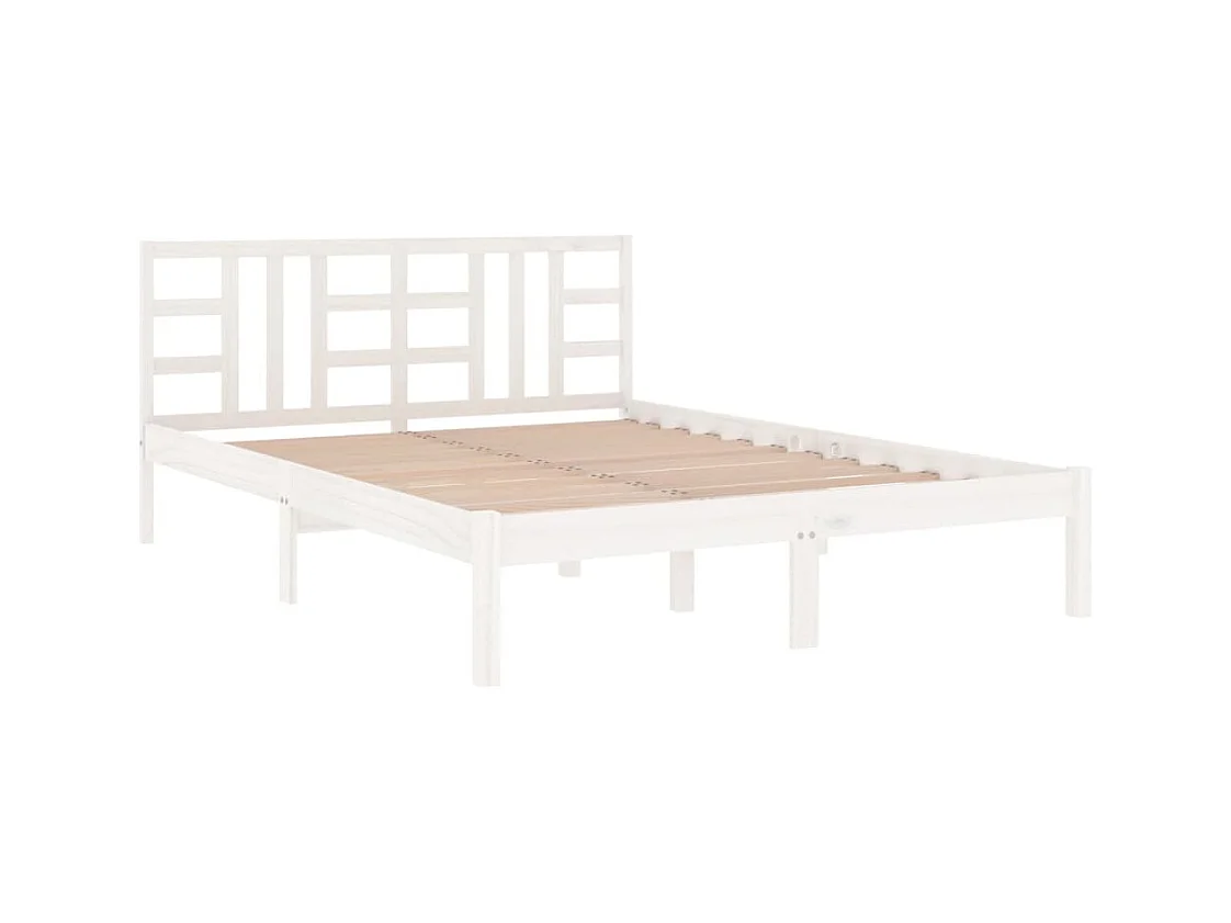 Bedframe zonder matras wit 200x200 cm massief hout