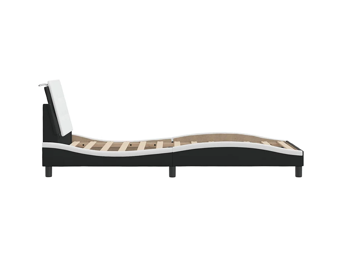 Struttura letto con LED senza materasso bianco e nero 90x200 cm