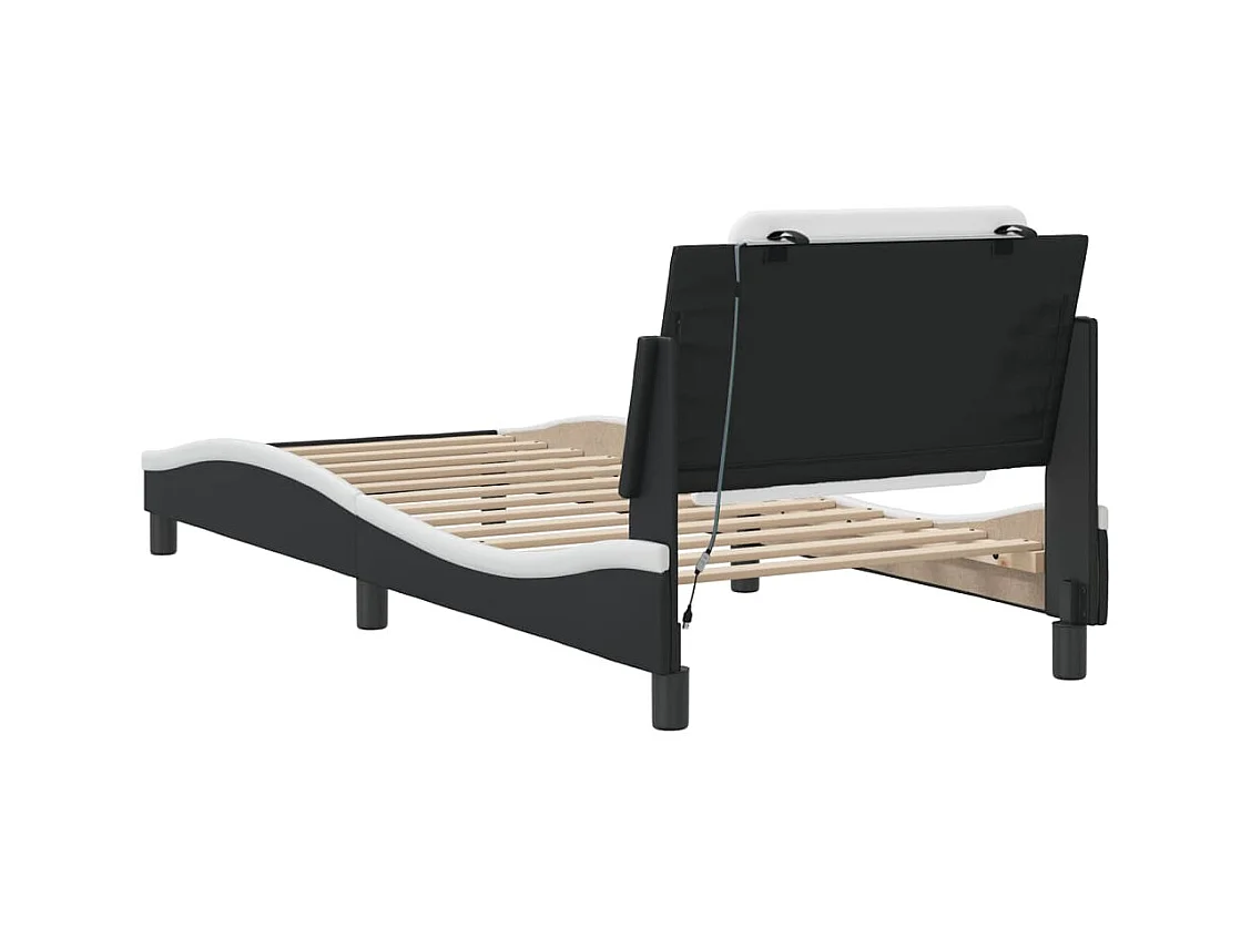 Struttura letto con LED senza materasso bianco e nero 90x200 cm