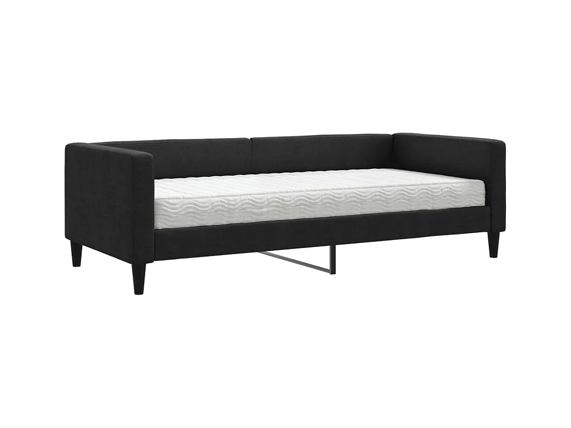 Divano letto con materasso nero 90x190 cm in tessuto
