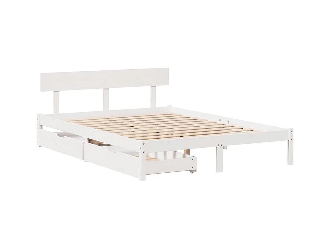 Estructura de cama sin colchón blanca 150x200 cm madera maciza de pino