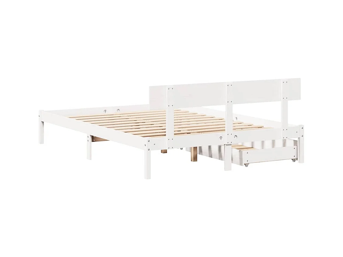 Estructura de cama sin colchón blanca 150x200 cm madera maciza de pino