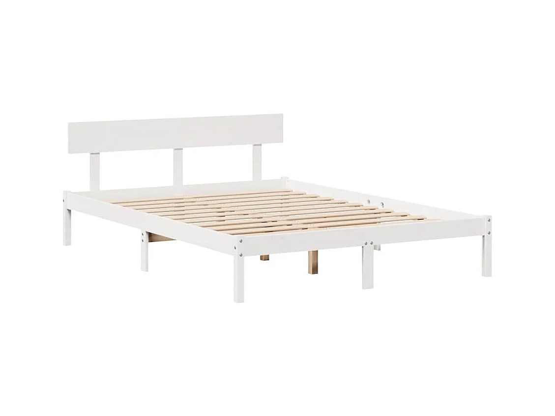 Estructura de cama sin colchón blanca 150x200 cm madera maciza de pino