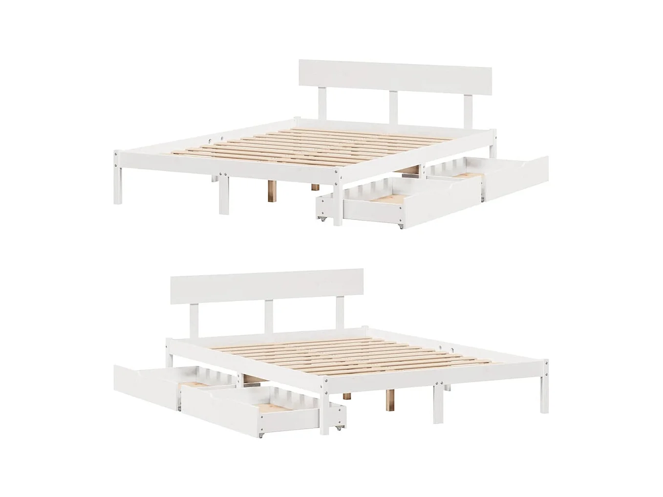 Estructura de cama sin colchón blanca 150x200 cm madera maciza de pino