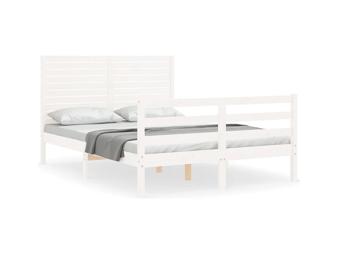 Cadre de lit sans matelas blanc 140x200 cm bois massif
