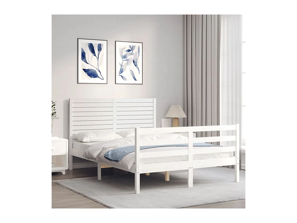 Bedframe zonder matras wit 140x200 cm massief hout
