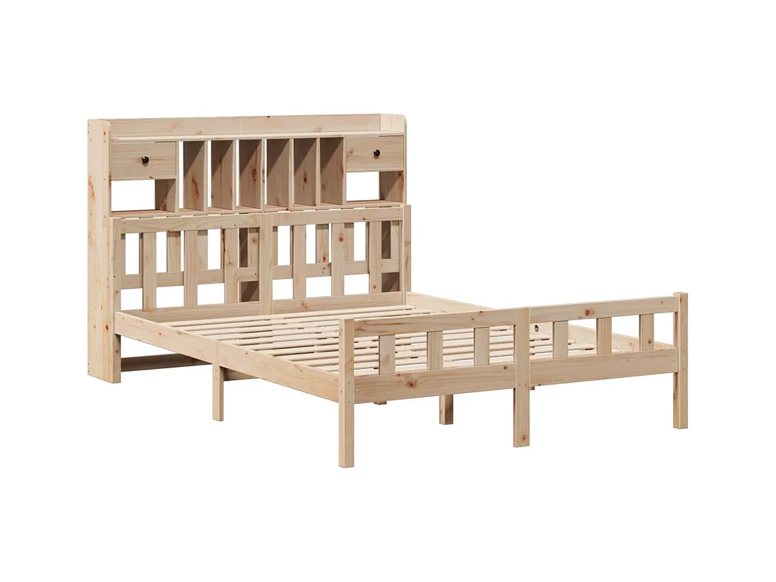 Letto a libreria senza materasso 160x200 cm in legno massello di pino