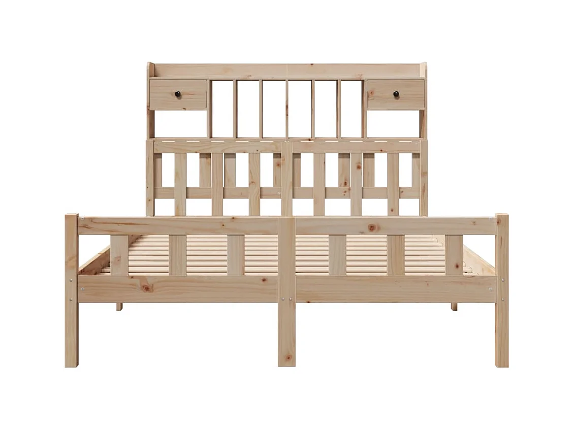 Letto a libreria senza materasso 160x200 cm in legno massello di pino