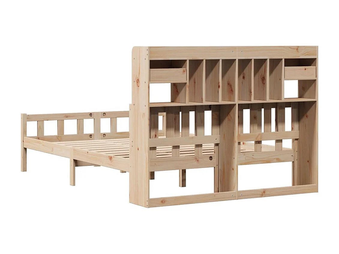 Lit bibliothèque sans matelas 160x200 cm bois massif de pin