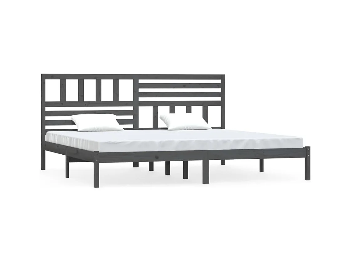 Struttura letto senza materasso in legno massello di pino grigio 200x200 cm