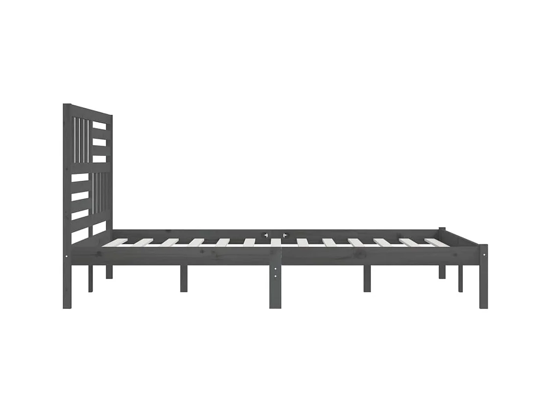 Struttura letto senza materasso in legno massello di pino grigio 200x200 cm