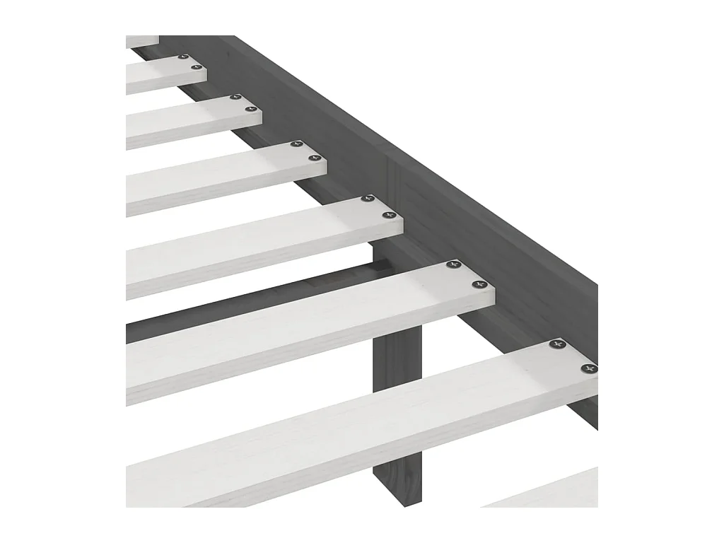 Struttura letto senza materasso in legno massello di pino grigio 200x200 cm