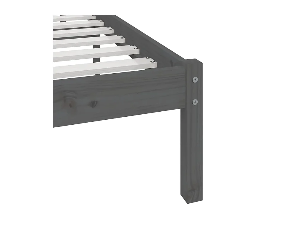 Struttura letto senza materasso in legno massello di pino grigio 200x200 cm