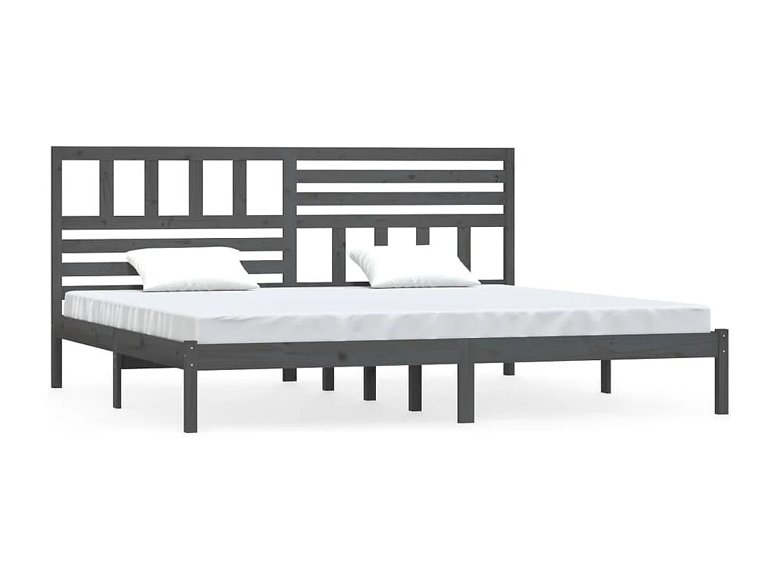 Cadre de lit sans matelas bois massif de pin gris 200x200 cm