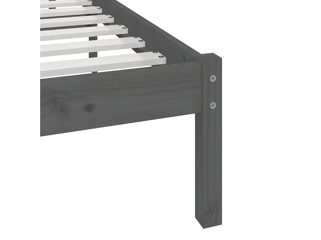 Cadre de lit sans matelas bois massif de pin gris 200x200 cm