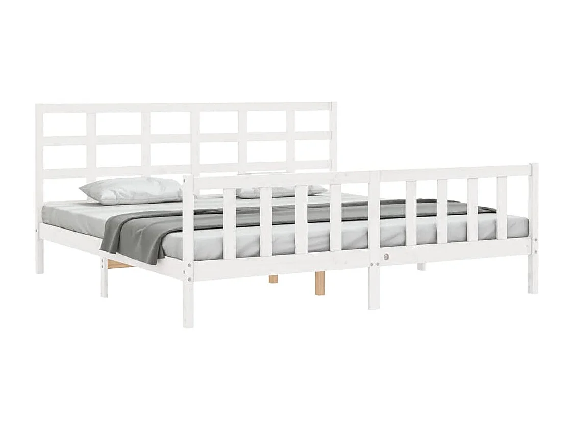 Cadre de lit sans matelas blanc 200x200 cm bois massif de pin