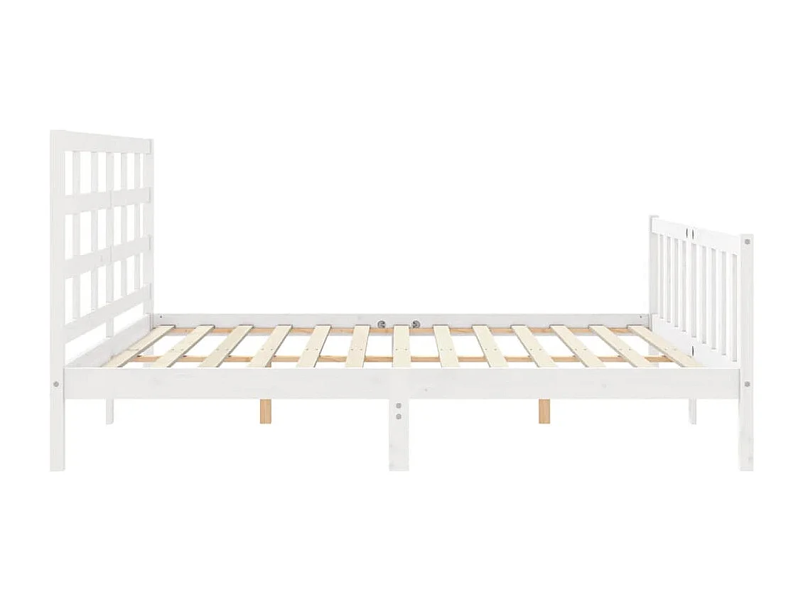 Cadre de lit sans matelas blanc 200x200 cm bois massif de pin