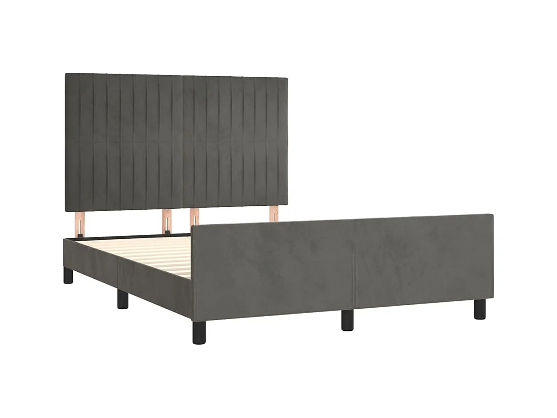 Struttura letto senza materasso grigio scuro 140x190 cm velluto