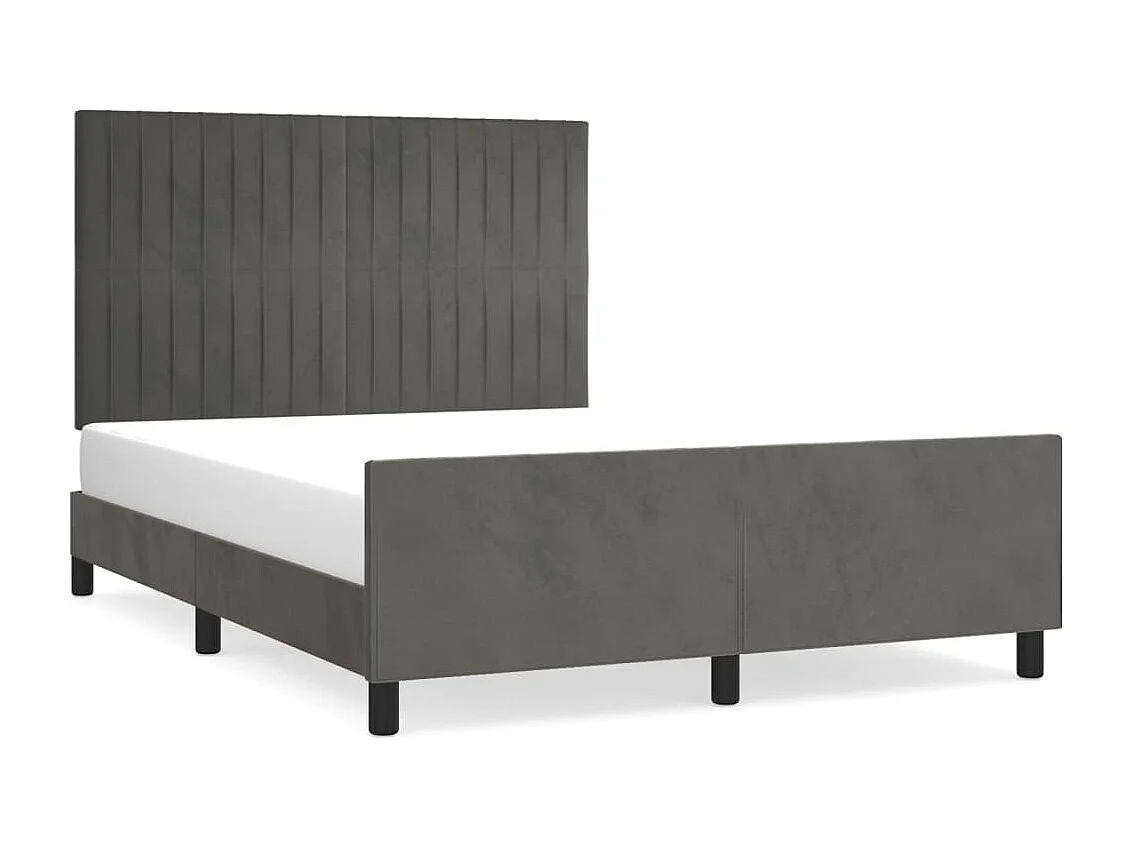 Cadre de lit sans matelas gris foncé 140x190 cm velours