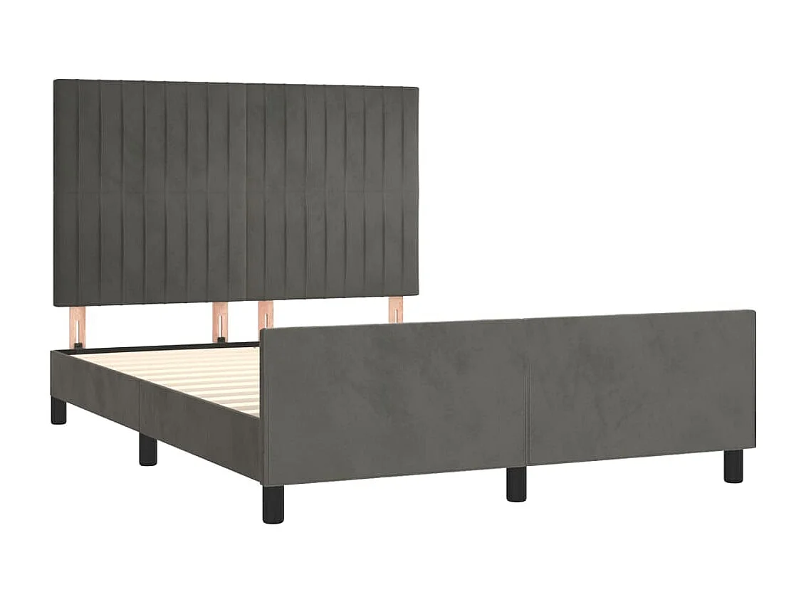 Cadre de lit sans matelas gris foncé 140x190 cm velours