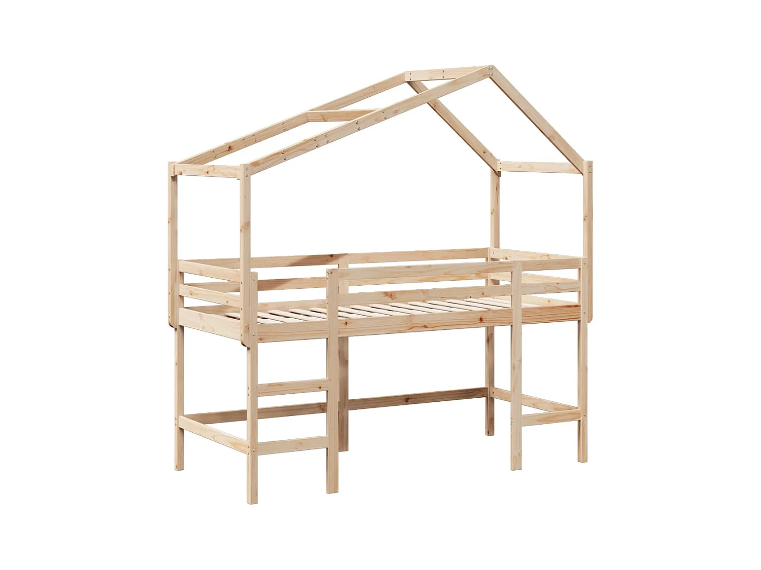 Etagenbett mit Leiter und Dach ohne Matratze 90x200 cm