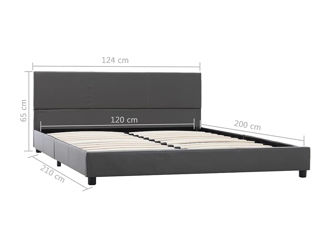 Cadre de lit sans matelas gris similicuir 120x200 cm